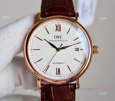 Best Replica IWC Schaffhausen Portofino White Dial Rose Gold Automatic Watch